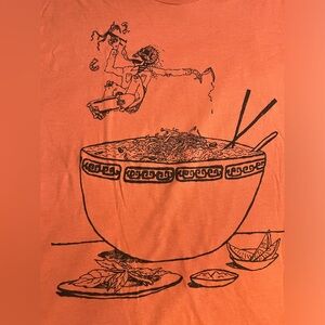 Orange Vans X Johnny Layton skeleton Ramen skater graphic T-shirt size 2XL